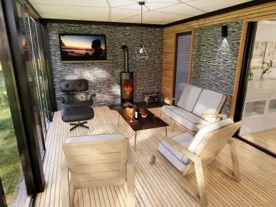 modern mobile home tiny house vacation house on 47m2 Low-poly 3D model