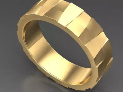 Light Gold Diamond Men Ring 2MR041 3D model