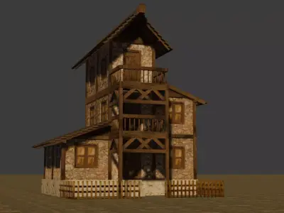 Medieval house eleven 19 Low-poly 3D model