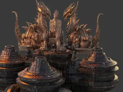 Floating Desert Dragon Throne platform 6   3D model