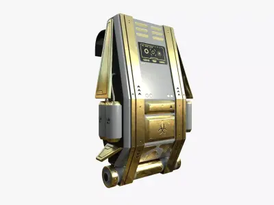 SciFi Backpack F04 White Gold - Fashion Character Design Low-poly 3D model