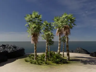 Small Island Scene Low-poly 3D model