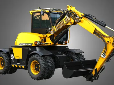 110W Hydradig Wheeled Excavator  3D model