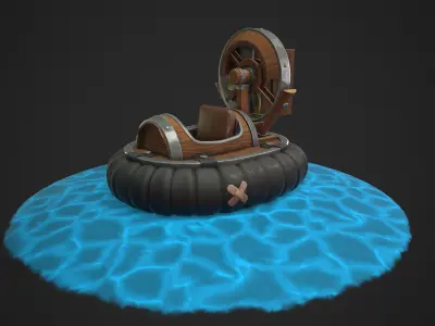 Next generation stylized hovercraft Low-poly 3D model