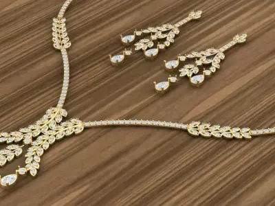 Light Weight Gold Necklace Set 3D print model