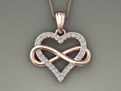heart pendant infinity diamond 3D print model