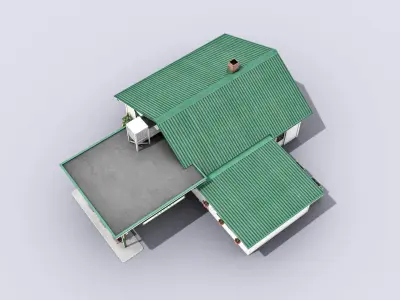 Gas Station With Grocery Low-poly 3D model