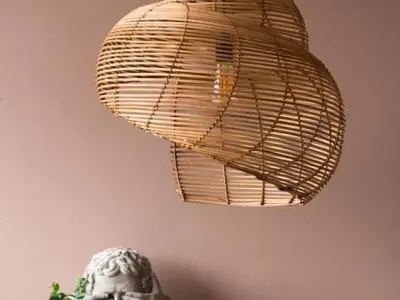 Spiral Shell Shaped Rattan Ceiling Lamp 3D model