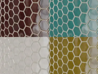 Japanese Kikko Hexagon Tile PBR Material - 8 Colors Texture