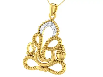 light weight yellow gold  diamond pendent -ZA PN 4234 3D print model
