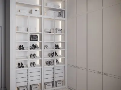 Wardrobe walk in closet with glass doors 3D model