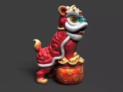 Chinese Lion Dance Costume Figure  Low-poly 3D model purchase