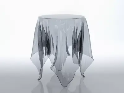 Illusion transparent table with apple on top 3D model