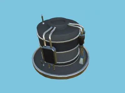 Steampunk Hat 05 Silver Black - SciFi Character Design Low-poly 3D model