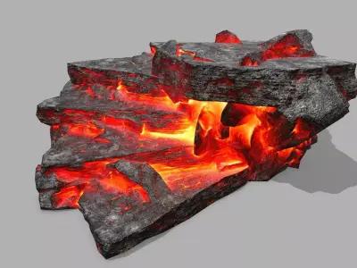 Stair rock with flames Low-poly 3D model