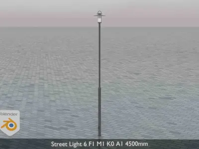 Street Light 6 F1 M1 K0 A1 4500mm Low-poly 3D model
