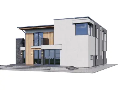 Modern house with floor plans 3D model
