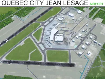 Quebec City Jean Lesage Airport 10km Low-poly 3D model