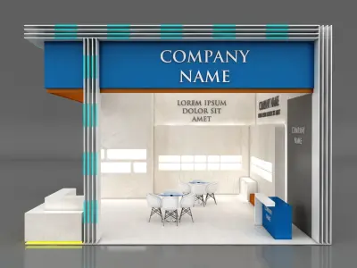 Booth Exhibition Stand Stall 7x8m Height 500 cm 2 Side Open 3D model