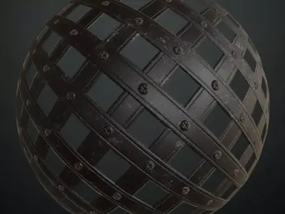 Medieval Riveted Iron Portcullis Metal PBR Seamless Texture