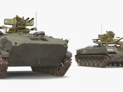  Soviet BTR-ZD Self-Propelled AA Vehicle Green Rigged 