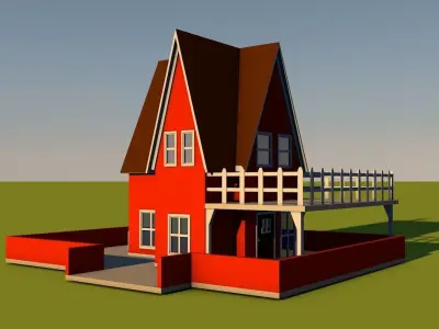 Cartoon house  Low-poly 3D model