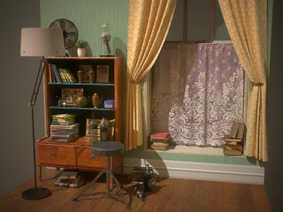 Partial living room display Low-poly 3D model