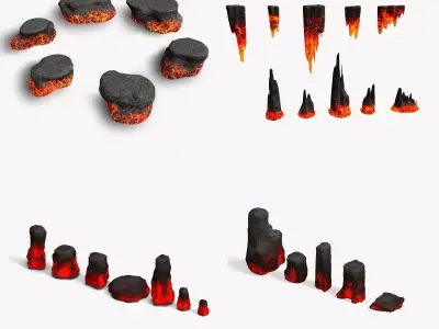 Lava Rocks Combo Low-poly 3D model