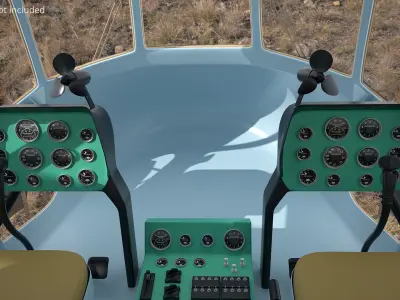  Utility Military Helicopter Desert Rigged for Cinema 4D 