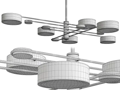 Nordic Starburst LED Ceiling Chandelier Low-poly 3D model
