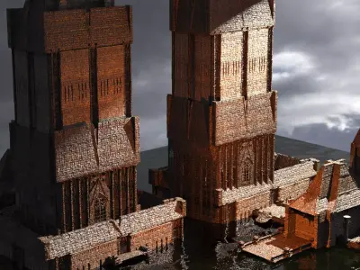 Lizard Cult Cathedral Great towers Kitbash 1 3D model