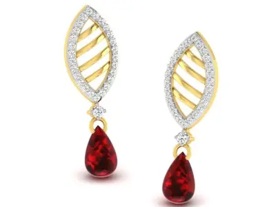 Gold Diamond Women Earring 3D print Model 3D print model 53