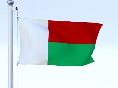 Animated Madagascar Flag Low-poly 3D model