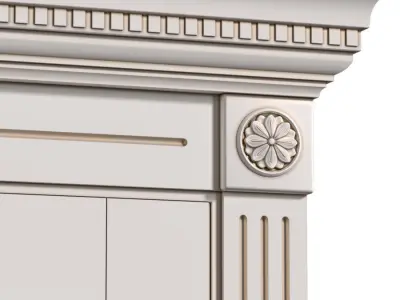 Classic interior white door with glass 3D model