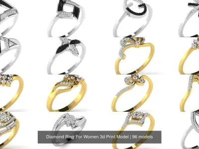 Diamond Ring For Women 3d Print Model 3D Model Pack
