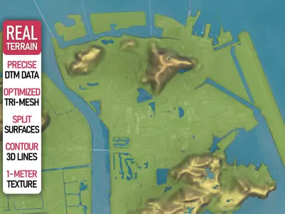 Macao - Topography Terrain Low-poly 3D model