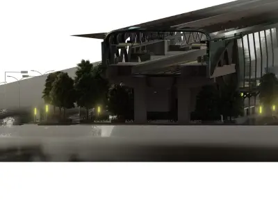 Modern metro station with trains 3D model