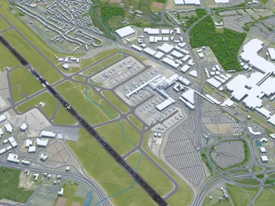 Birmingham Airport UK 10km Low-poly 3D model