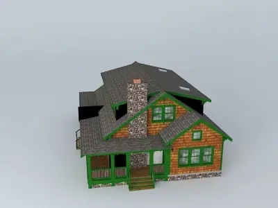 Seaside Craftsman Huge Cabin House Free 3D model