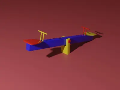 Playground Seesaw Low-poly 3D model