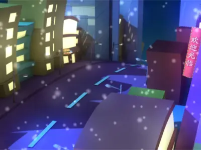 Cartoon city street building 3D model