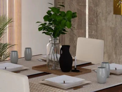 Dining Room Scene Free 3D model