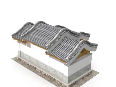 Chinese Architecture Distribution room 04 Low-poly 3D model