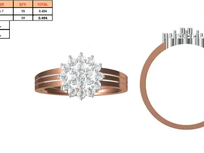 Light Weight Wedding Engagement Women Ring STL JCD Details 3D print model 28