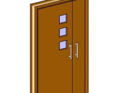 IntAys 2 wooden door with two glass panels Free 3D model