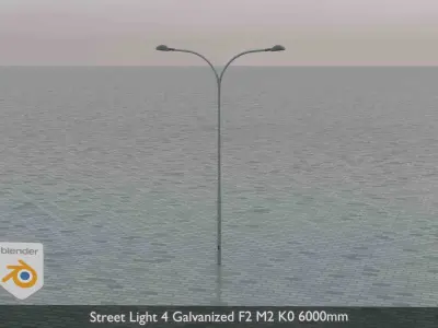 Street Light 4 Galvanized F2 M2 K0 6000mm Low-poly 3D model