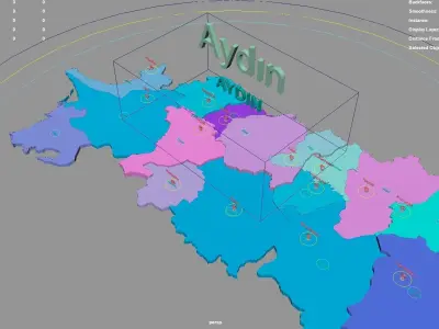 Aydin  Aegean Region  Turkey map region geography political 3D model