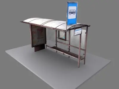 Bus stop Low-poly 3D model