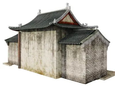 Historic Asian Pottery Shop Street Facade 3D model
