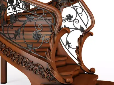 Stairs wrought iron staircase 3D model
